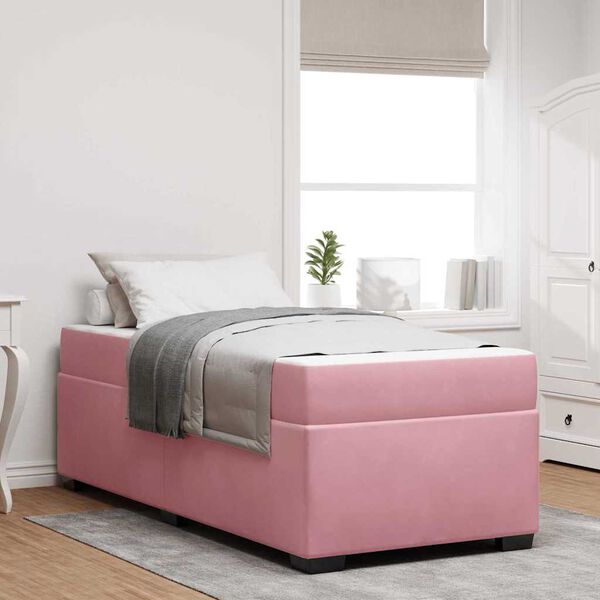 vidaXL Bettrahmen mit Matratze Rosa 90 x 190 cm Stoff
