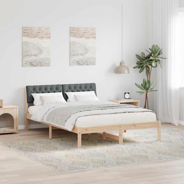 vidaXL Bettgestell Braun und Dunkelgrau 140 x 200 cm Massivholz Kiefer
