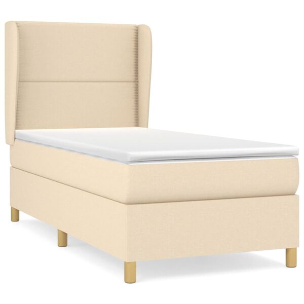 vidaXL Boxspringbett mit Matratze Creme 100x200 cm Stoff