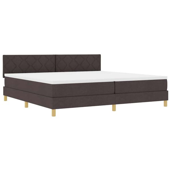 vidaXL LED Boxspringbett mit Matratze Dunkelbraun 200 x 200 cm Stoff