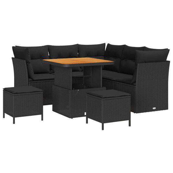 vidaXL Gartensofa-set 8 pcs Schwarz Poly-Rattan