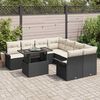vidaXL Gartensofa-set mit Kissen 9 pcs Schwarz Poly Rattan