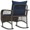 vidaXL Garten-Schaukelstuhl mit Kissen Grau Poly Rattan