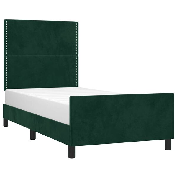 vidaXL Bettgestell ohne Matratze Dunkelgr&uuml;n 100x200 cm Samt