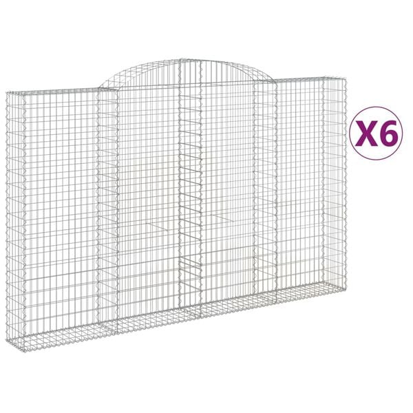 vidaXL Gabionen mit Hochbogen 6 Stk. 300x30x180/200cm Verzinktes Eisen