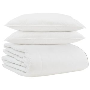vidaXL Winterbettdecke mit Kissen 3 pcs Wei&szlig; Daunenfeder