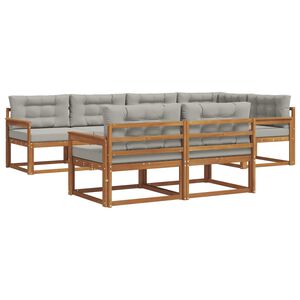 vidaXL Outdoor-Sofagarnitur mit Kissen 7 pcs Nat&uuml;rlich und Hellgrau