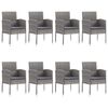 vidaXL 9-tlg. Garten-Essgruppe Poly Rattan Anthrazit und Grau