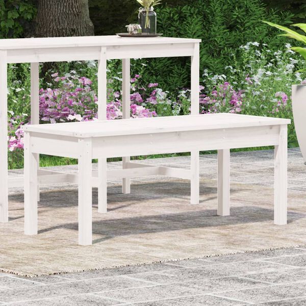 vidaXL Gartenbank Wei&szlig; 109x44x45 cm Massivholz Kiefer