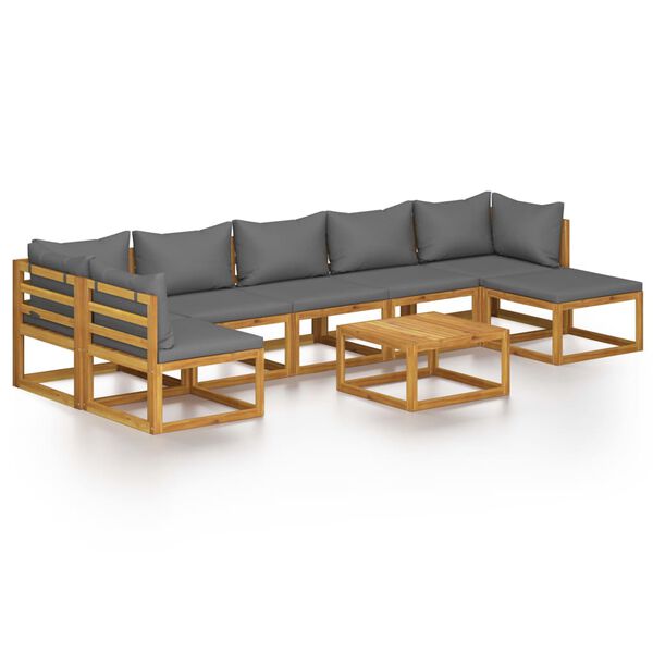 vidaXL 8-tlg. Garten-Lounge-Set mit Auflagen Massivholz Akazie