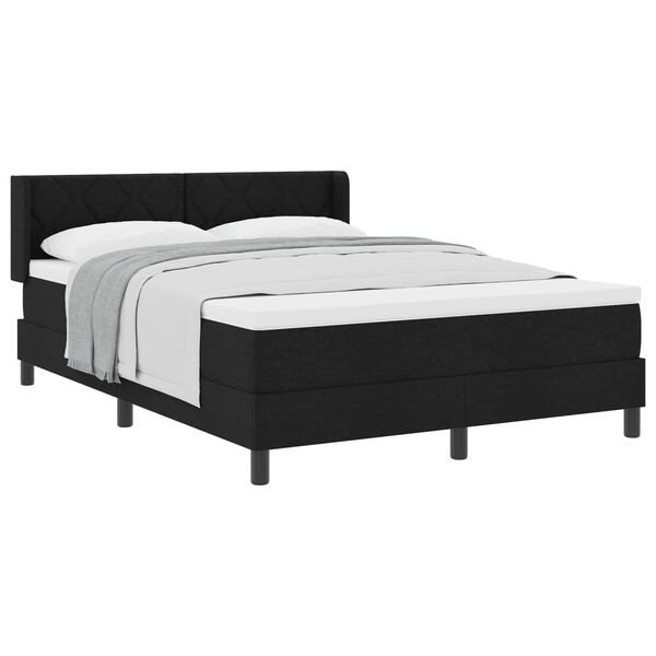 vidaXL Boxspringbett mit Matratze Schwarz 200 x 160 cm Polyester