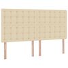 vidaXL Bett mit LED-Lichtleisten mit Kopfteil Creme 180 x 200 cm Stoff