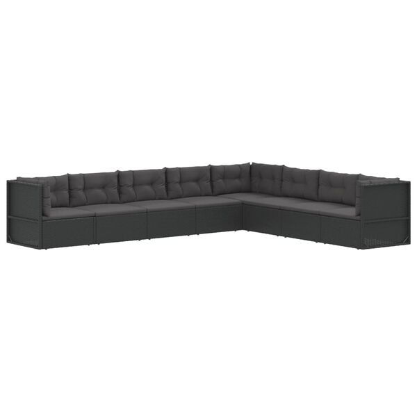 vidaXL 8-tlg. Garten-Lounge-Set mit Kissen Schwarz Poly Rattan