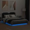vidaXL Bettgestell mit Kopfteil und LED-Leuchten Schwarz 135x190 cm