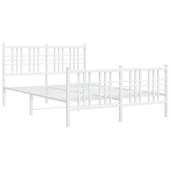 vidaXL Bettgestell mit Kopf- und Fu&szlig;teil Metall Wei&szlig; 137x190 cm