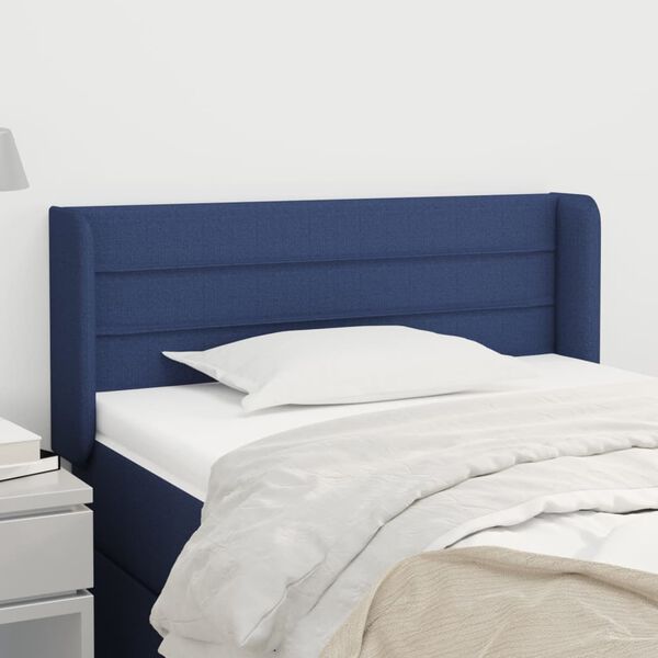 vidaXL Kopfteil mit Ohren Blau 93x16x78/88 cm Stoff