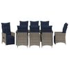 vidaXL Tisch- und Stuhlset mit Kissen 9 pcs Grau PE-Rattan