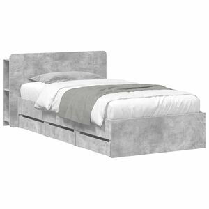 vidaXL Bettgestell mit Stauraum Betongrau 90 x 190 cm Holzwerkstoff
