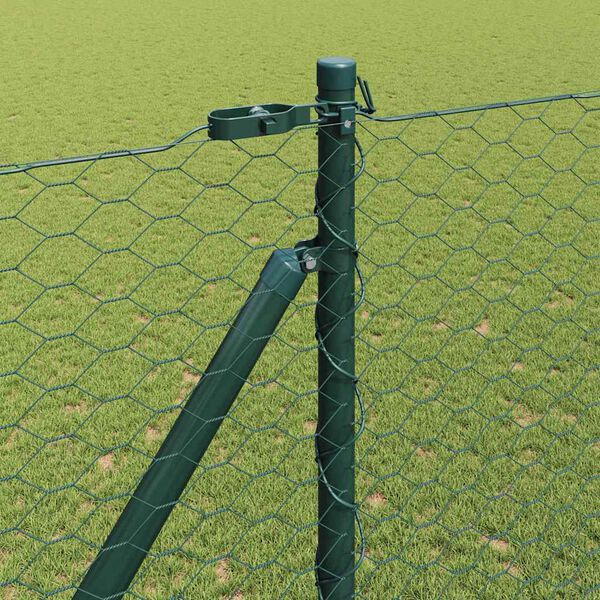 vidaXL Zaunpfosten Gr&uuml;n 50 x 1,5 m (36 mm Maschenweite) Stahl und PVC