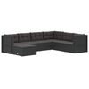 vidaXL 7-tlg. Garten-Lounge-Set mit Kissen Schwarz Poly Rattan