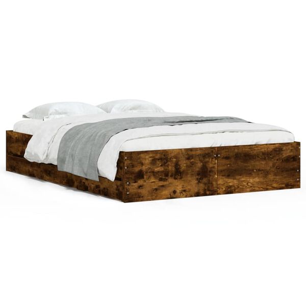 vidaXL Bettgestell mit Schubladen R&auml;uchereiche 120x200cm Holzwerkstoff
