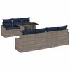 vidaXL Garten-Sofa-Set mit Kissen mit Speicher 8 pcs Grau Poly-Rattan