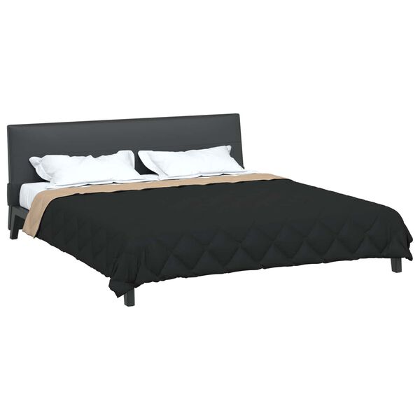 vidaXL Sommerdecke Schwarz und Taupe 220 x 260 cm Mikrofaser