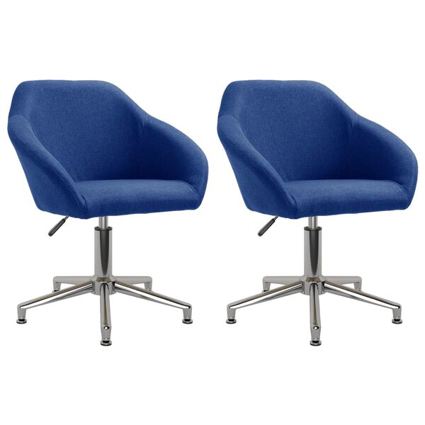 vidaXL Esszimmerst&uuml;hle 2 Stk. Drehbar Blau Stoff