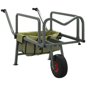 vidaXL Angelwagen Gr&uuml;n mit Rad Pulverbeschichteter Stahl