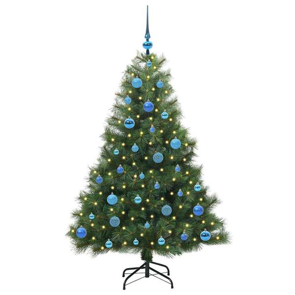 vidaXL K&uuml;nstlicher Weihnachtsbaum mit 150 LEDs Gr&uuml;n 150 cm PE und PVC