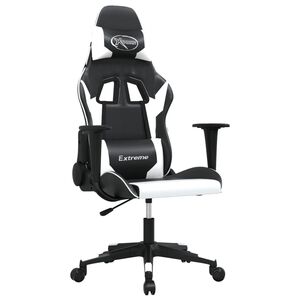 vidaXL Gaming-Stuhl mit Massagefunktion Schwarz und Wei&szlig; Kunstleder