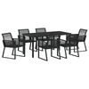 vidaXL Garten Essgruppe 7 pcs Schwarz Pulverbeschichteter Stahl