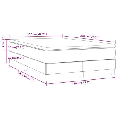 vidaXL Boxspringbett mit Matratze Hellgrau 120x200 cm Stoff