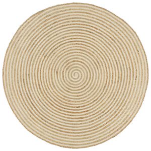 vidaXL Teppich Handgefertigt Jute mit Spiralen-Design Wei&szlig; 120 cm