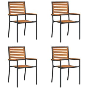 vidaXL Garten Stapelst&uuml;hle 4 stk. Schwarz Massivholz Akazie
