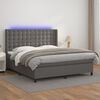 vidaXL Boxspringbett mit Matratze & LED Grau 180x200 cm Kunstleder