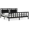 vidaXL Massivholzbett mit Kopfteil Schwarz 200x200 cm