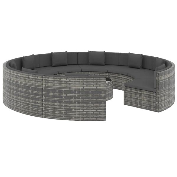 vidaXL 10-tlg. Garten-Lounge-Set mit Auflagen Poly Rattan Grau