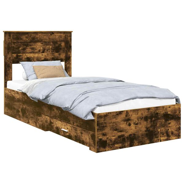 vidaXL Bettrahmen Ger&auml;ucherte Eiche 90 x 200 cm Holzwerkstoff