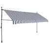 vidaXL Einziehbare Markise Handbetrieben mit LED 400 cm Blau und Wei&szlig;