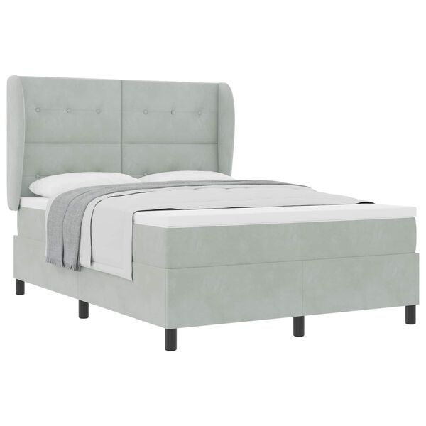 vidaXL Boxspringbett mit Matratze Hellgrau 200 x 160 cm Polyester