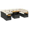 vidaXL 10-tlg. Garten-Sofagarnitur mit Kissen Schwarz Poly Rattan