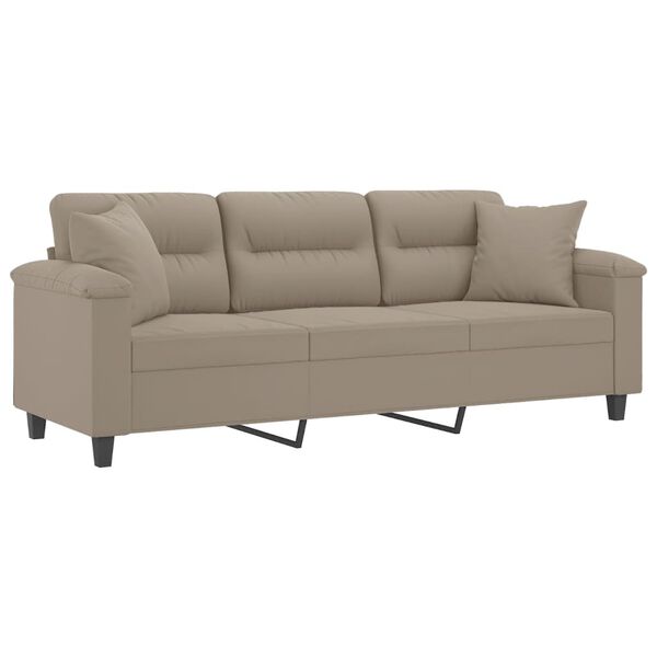 vidaXL 3-Sitzer-Sofa mit Kissen Taupe 180 cm Mikrofasergewebe