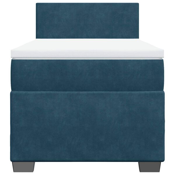 vidaXL Boxspringbett mit Matratze Dunkelblau 90x200 cm Samt