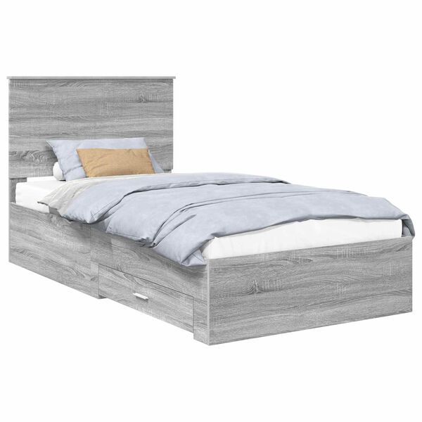 vidaXL Bettrahmen Graues Sonoma 100 x 200 cm Holzwerkstoff