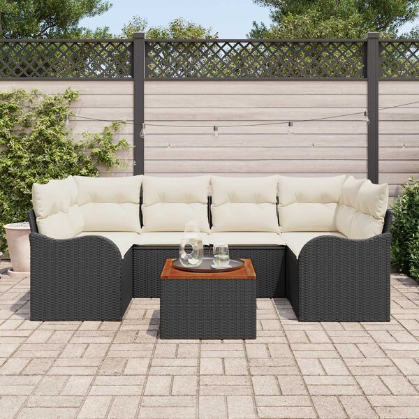 vidaXL Garten-Sofa-Set 7 pcs Schwarz und Wei&szlig;