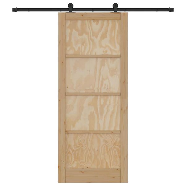 vidaXL Schiebet&uuml;r Nat&uuml;rlich und Schwarz 86 x 211 cm