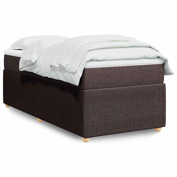 vidaXL Boxspringbett mit Matratze Dunkelbraun 90x190 cm Stoff