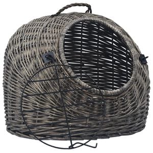 vidaXL Katzen-Transportkorb Grau 45x35x35 cm Nat&uuml;rliche Weide