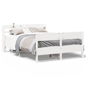 vidaXL Massivholzbett ohne Matratze Wei&szlig; 140x190 cm Kiefernholz